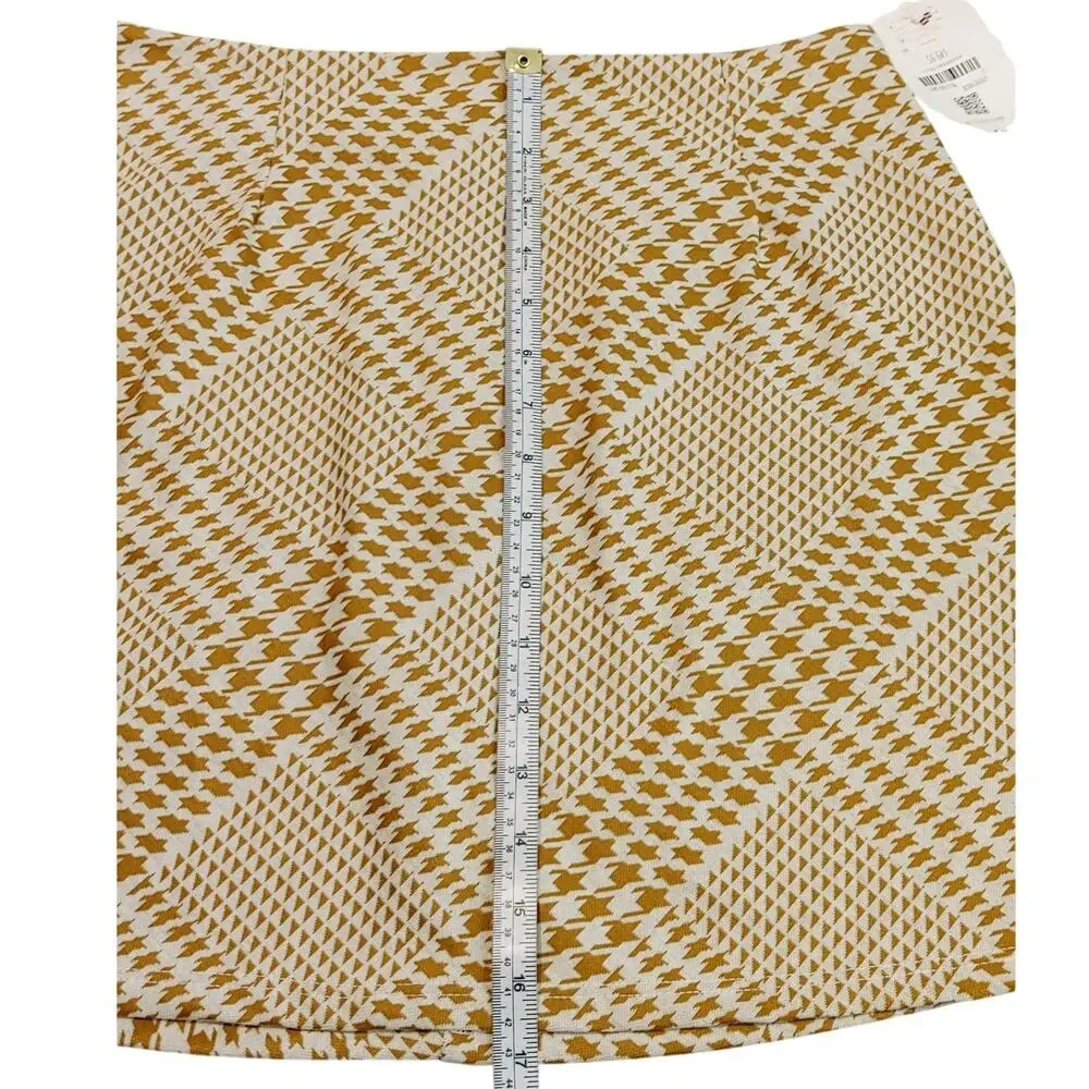 NWT Altar'd State Mini Skirt Geo Print High Rise Yellow USA Made Womens Large